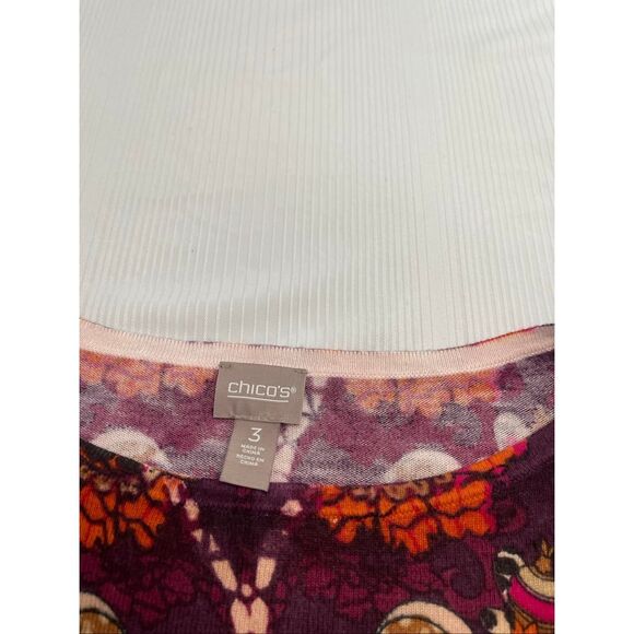 NWT Chico’s Mixed Soirée Boat Neck Pullover Sweater Purple Size 3 US XL New - Picture 2 of 7